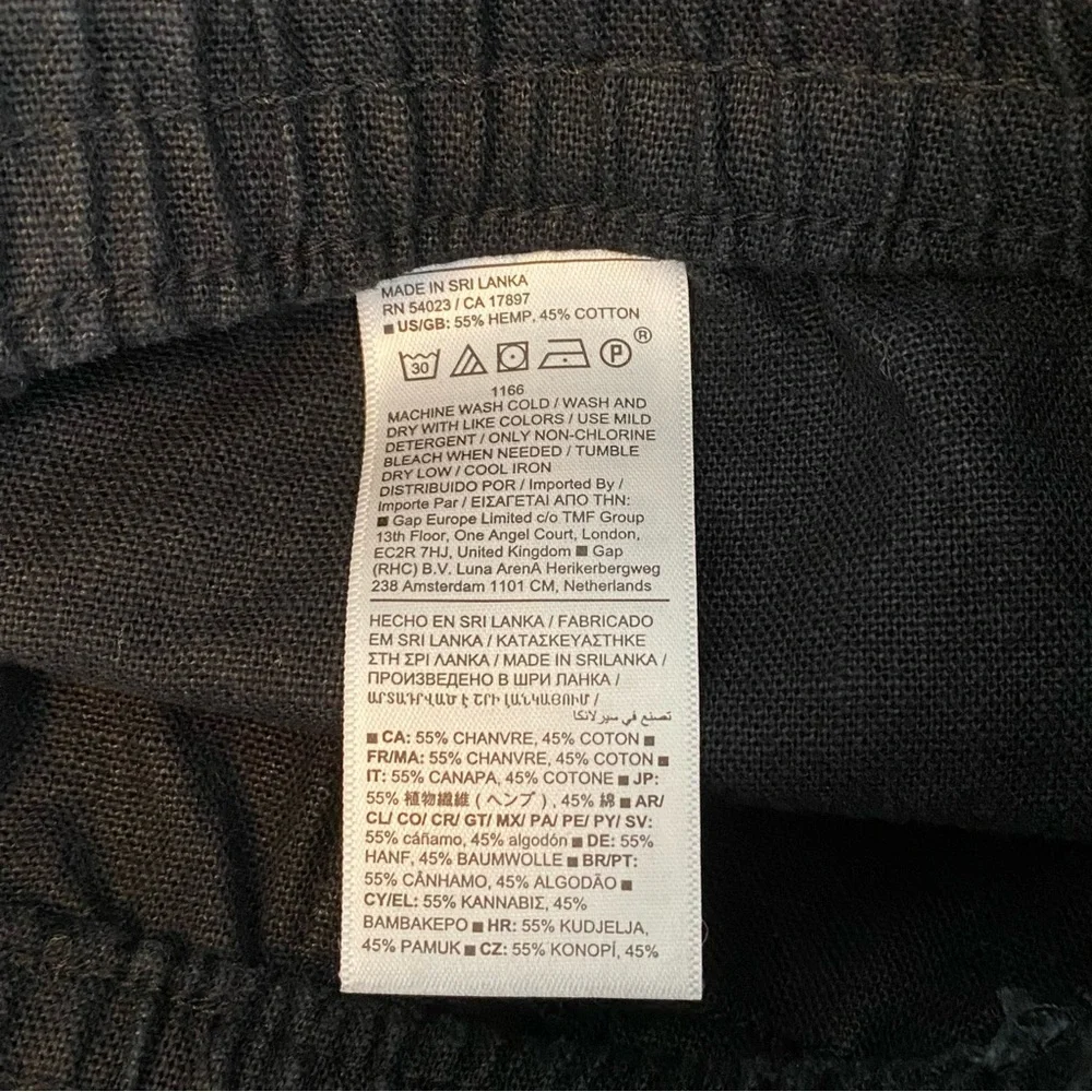 Banana Republic Black Hemp Cotton Blend Wide Leg Paperbag Pant